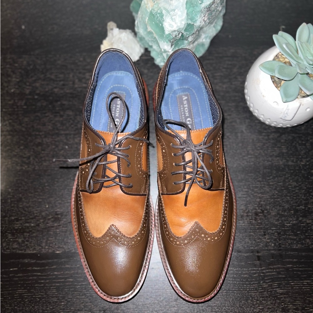 Aston Grey Brown and Tan Leather Men's Shoes